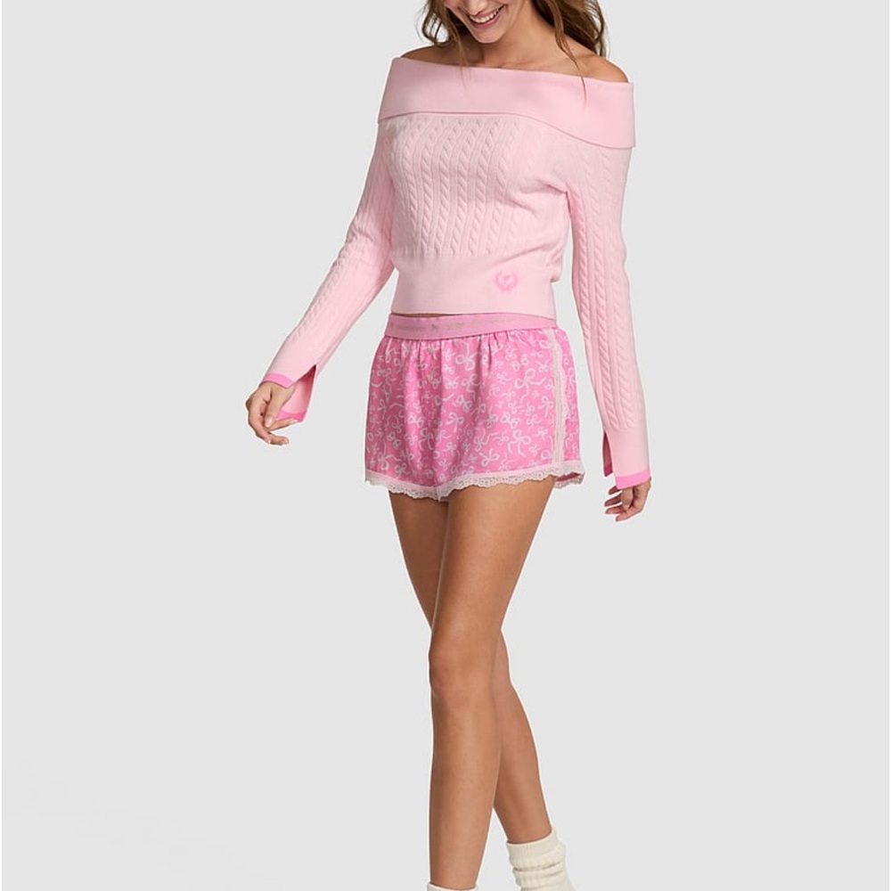 PINK × LoveShackFancy Silky Boxy Pajama Shorts
